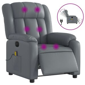 vidaXL Stand up Massage Recliner Chair Grey Faux Leather