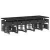 vidaXL 15 Piece Garden Dining Set with Cushions Black Poly Rattan