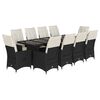 vidaXL 11 Piece Garden Bistro Set with Cushions Black Poly Rattan