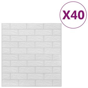 vidaXL 3D Wallpaper Bricks Self-adhesive 40 pcs White