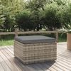 vidaXL Garden Footrest with Cushion Grey 55x55x30 cm Poly Rattan