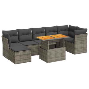 vidaXL 8 Piece Garden Sofa Set with Cushions Grey Poly Rattan