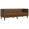 vidaXL Chesterfield Sofa 3-Seater Brown Faux Suede Leather