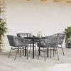 vidaXL 5 Piece Garden Dining Set with Cushions Grey Poly Rattan Glass