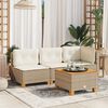 vidaXL Garden Sofa with Cushions 3-Seater Beige Poly Rattan