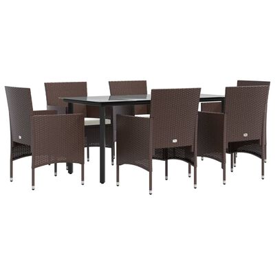 vidaXL 7 Piece Garden Dining Set with Cushions Brown and Black