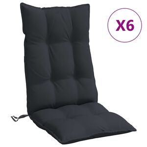 vidaXL Highback Chair Cushions 6 pcs Black Oxford Fabric