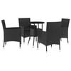 vidaXL 5 Piece Garden Bistro Set with Cushions Black Poly Rattan