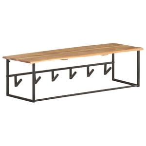 vidaXL Peg | Natural wood and black | Solid acacia wood and powder-coated iron