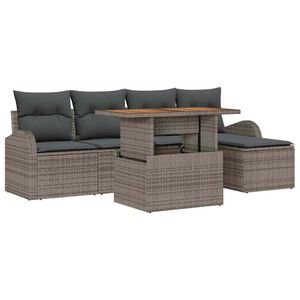 vidaXL Garden Sofa Set with Storage 6 pcs Grey Poly rattan