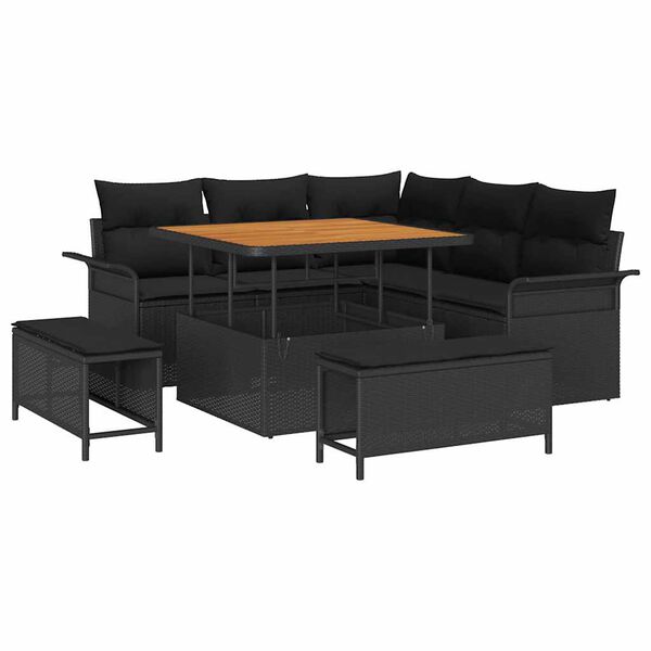 vidaXL Garden Sofa Set with Cushion with Storage 8 pcs Black