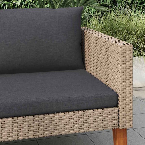 vidaXL Single Garden Sofa with Cushions Poly Rattan Beige