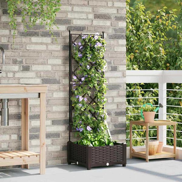 vidaXL Garden Planter with Trellis 3 pcs Black 120 x 40 x 125.5 cm PP