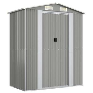 vidaXL Garden Shed Light Grey 192x108x223 cm Galvanised Steel