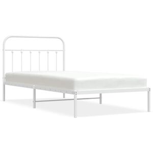 vidaXL Metal Bed Frame without Mattress with Headboard White 107x203cm