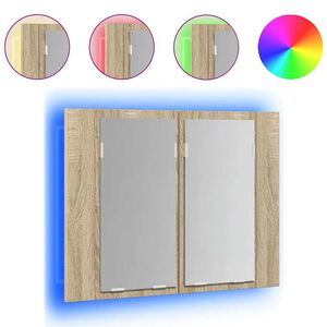 vidaXL LED Mirror Cabinet | Sonoma Oak | Engineered Wood, Acrylic | Medium