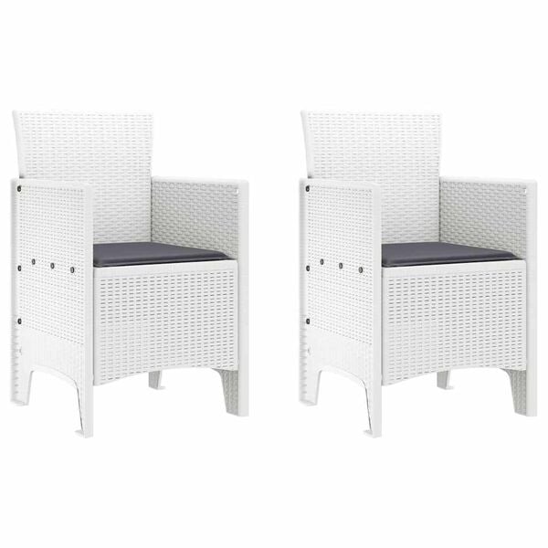 vidaXL Garden Chair 2 pcs White 53 x 49 x 85 cm Polypropylene