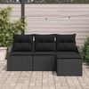 vidaXL Sofa Set with Cushion 4 pcs Black Poly Rattan