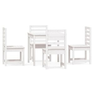 vidaXL 5 Piece Garden Dining Set White Solid Wood Pine