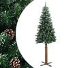 vidaXL Slim Christmas Tree with Real Wood and White Snow Green 150 cm