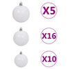 vidaXL Slim Christmas Tree 300 LEDs & Ball Set & Flocked Snow 270 cm
