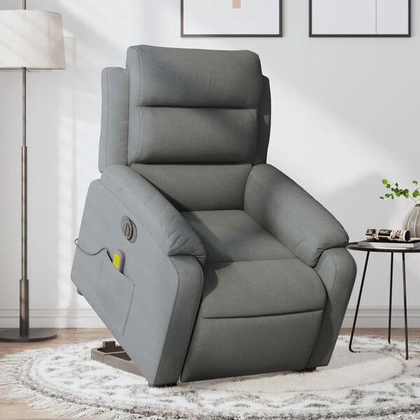 vidaXL Electric Stand up Massage Recliner Chair Dark Grey Fabric