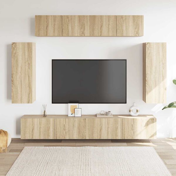 vidaXL 6 Piece TV Cabinet Set Sonoma Oak Engineered Wood