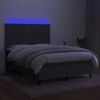 vidaXL Box Spring Bed with Mattress&LED Dark Grey 137x187 cm Double Size Fabric