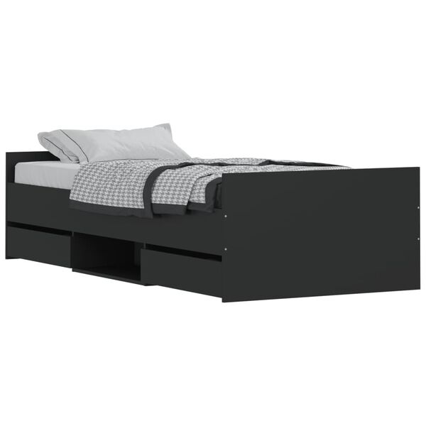 vidaXL Bed Frame without Mattress Black 90x190 cm Single