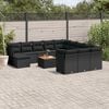 vidaXL 13 Piece Garden Sofa Set with Cushions Black Poly Rattan