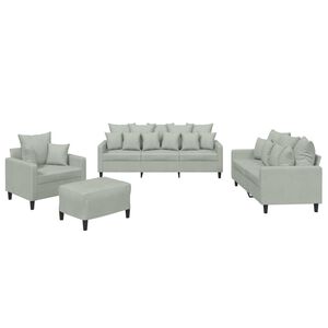 vidaXL 4 Piece Sofa Set with Cushions Light Grey Velvet