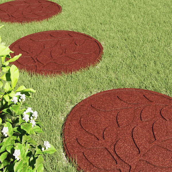 vidaXL Stepping Stone 6 pcs Red &Oslash; 44 x 2 cm Rubber