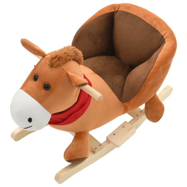 vidaXL Rocking Animal Horse with Backrest Plush 60x32x50 cm Brown