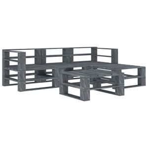 vidaXL 5 Piece Garden Pallet Lounge Set Wood Grey