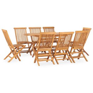 vidaXL 9 Piece Folding Outdoor Dining Set Solid Teak Wood