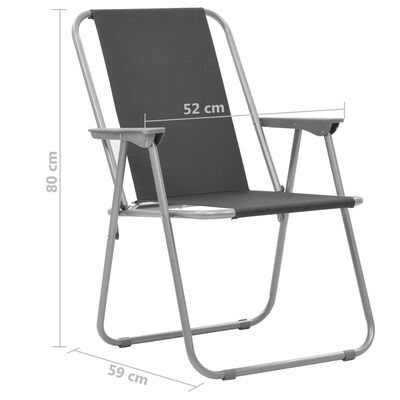 vidaXL Folding Camping Chairs 2 pcs 52x59x80cm Grey