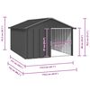 vidaXL Dog House Anthracite 116.5x153x81.5 cm Galvanised Steel