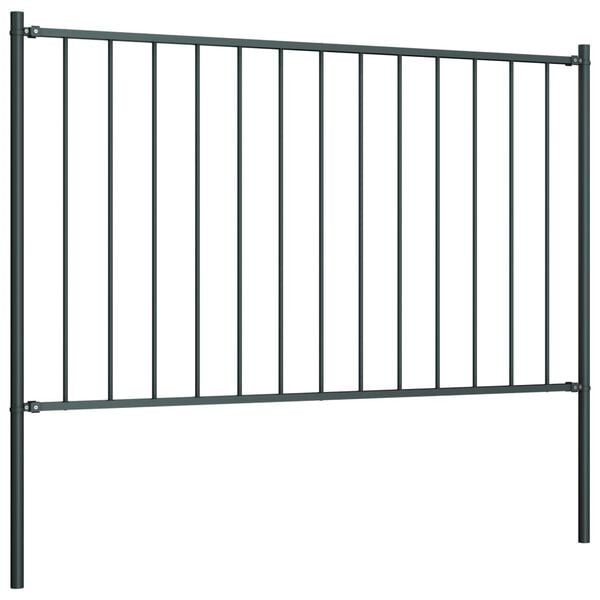 vidaXL Fence Panel with Posts Powder-coated Steel 1.7x1.25 m Anthracite