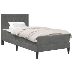 vidaXL Bed Frame with Mattress Dark Grey 90 x 190 cm Velvet