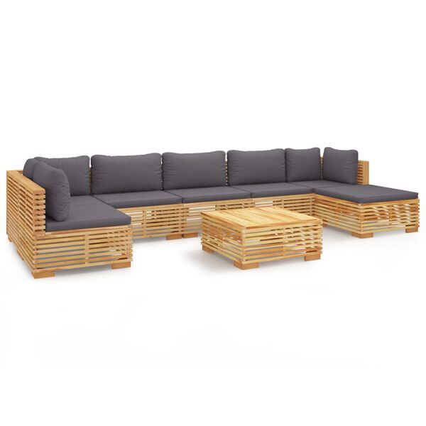vidaXL 8 Piece Garden Lounge Set with Cushions Solid Wood Teak