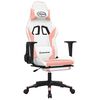 vidaXL Massage Gaming Chair with Footrest White&Pink Faux Leather