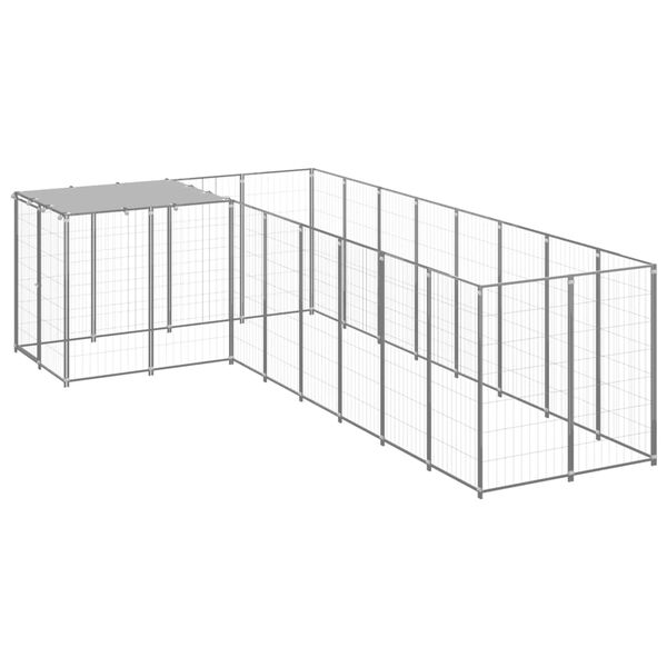vidaXL Dog Kennel Silver 6.05 m² Steel
