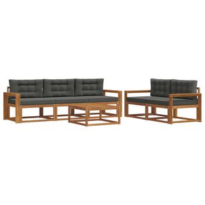 vidaXL Outdoor Sofa Set with Cushion 6 pcs Natural and Anthracite
