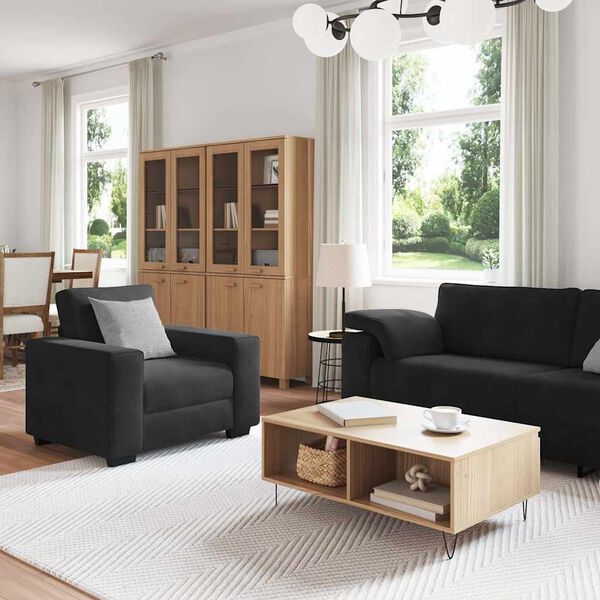 vidaXL 3 Piece Sofa Set with Cushions Black Velvet