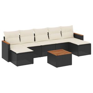 vidaXL 8 Piece Garden Sofa Set with Cushions Black Poly Rattan