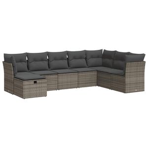 vidaXL 8 Piece Garden Sofa Set with Cushions Grey Poly Rattan