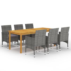vidaXL 7 Piece Garden Dining Set Grey