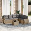 vidaXL 7 Piece Garden Sofa Set with Cushions Beige Poly Rattan