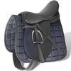 vidaXL Horse Riding Saddle Set 17.5" Real Leather Black 18 cm 5-in-1