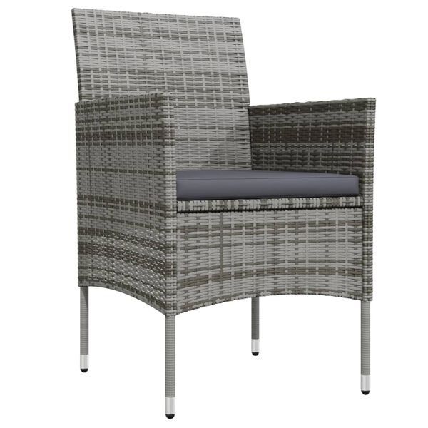 vidaXL 7 Piece Garden Dining Set with Cushions Grey and Black